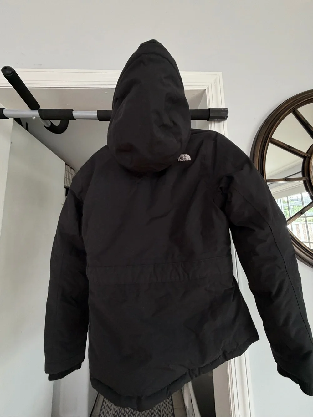 The North Face Black Hooded Belted Raincoat